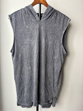 Ocean Current Washed Charcoal Hooded Muscle Tee